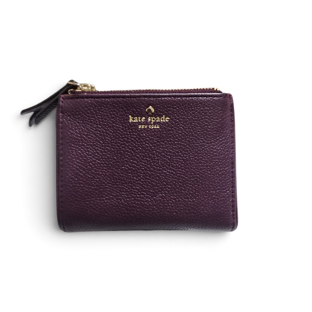 Kate Spade Mulberry Street Small Malea Bifold Wallet Deep Plum Leather WLRU3075